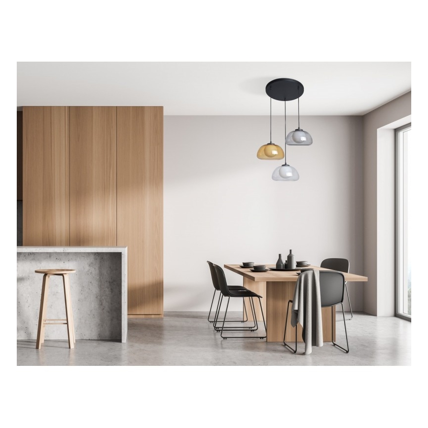 ITALUX - Hanglamp aan kabel AINALE 3xG9/7W/230V zwart/helder/rookkleurig beige/grijs