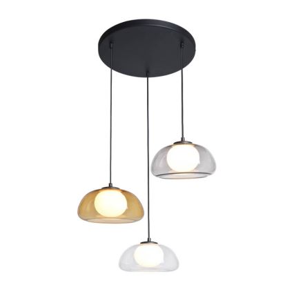 ITALUX - Hanglamp aan kabel AINALE 3xG9/7W/230V zwart/helder/rookkleurig beige/grijs