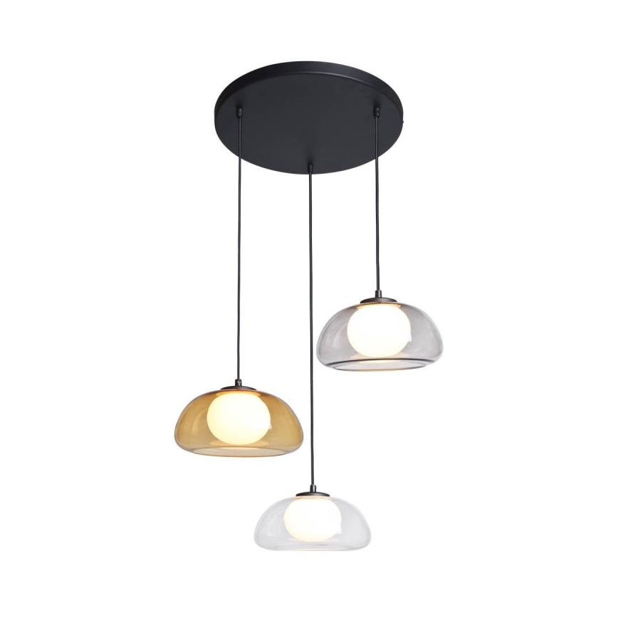 ITALUX - Hanglamp aan kabel AINALE 3xG9/7W/230V zwart/helder/rookkleurig beige/grijs