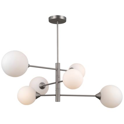 ITALUX - Hanglamp met vaste pendel EVORA 6xG9/5W/230V nikkel