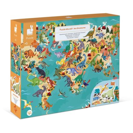 Janod - Educatieve kinderpuzzel 200 stukjes dinosaurussen