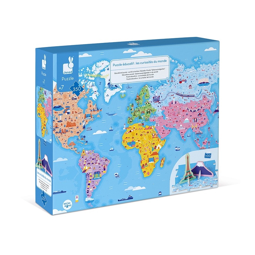Janod - Educatieve kinderpuzzel 350 stuks wereld