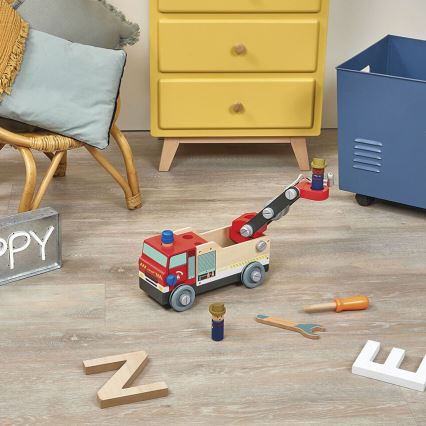 Janod - Houten bouwset BRICOKIDS brandweerwagen