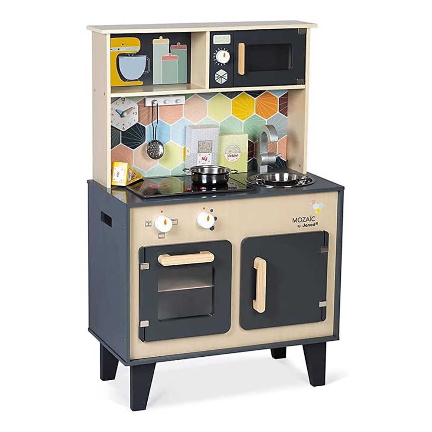 Janod - Houten keuken met LED kookplaat MOZAIC 2xLR6