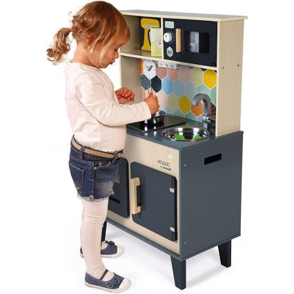 Janod - Houten keuken met LED kookplaat MOZAIC 2xLR6