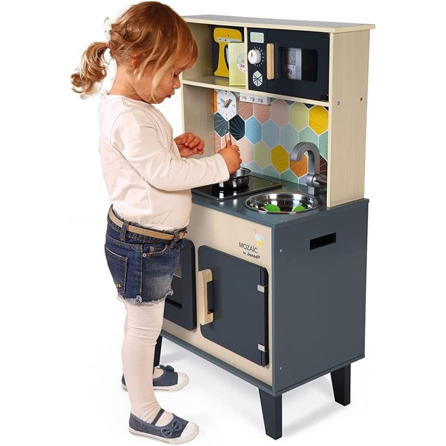 Janod - Houten keuken met LED kookplaat MOZAIC 2xLR6