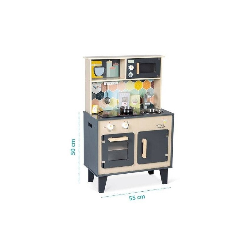 Janod - Houten keukentje met LED kookplaat MOZAIC 2xLR6