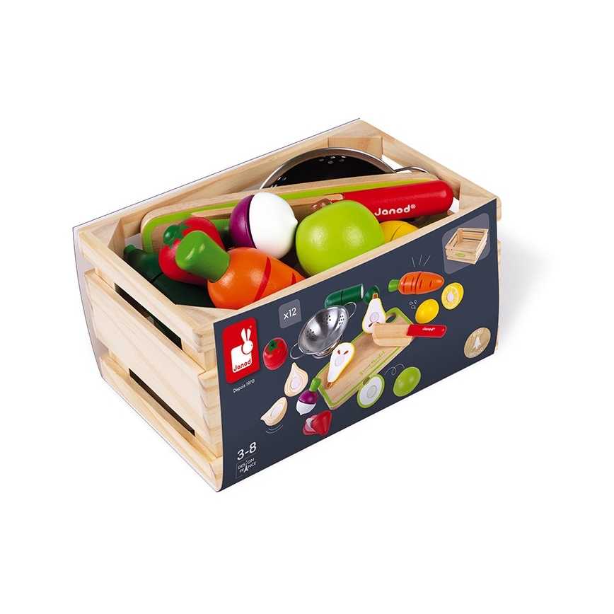 Janod - Houten kist met groenten en fruit