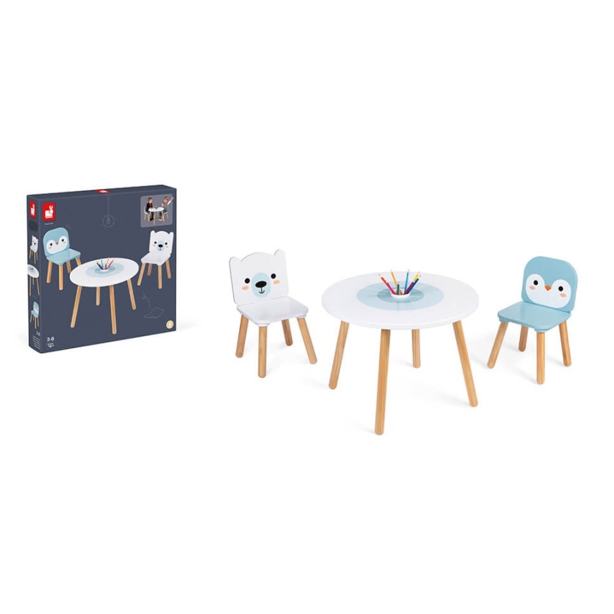 Janod - Houten tafeltje met stoeltjes