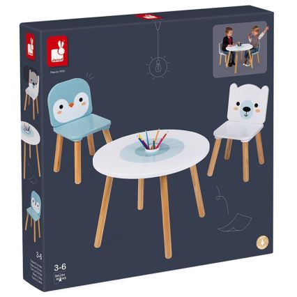 Janod - Houten tafeltje met stoeltjes