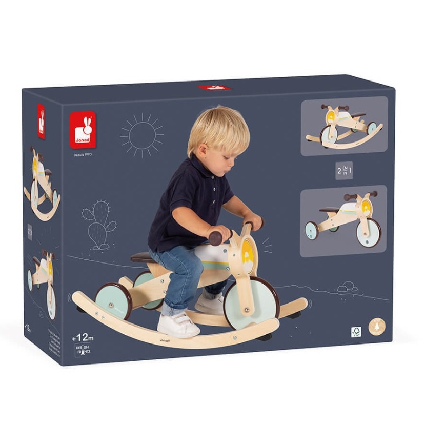 Janod - Kinderen houten loopfiets 2in1
