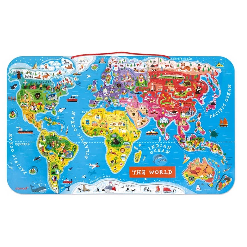 Janod - Magnetische wereldkaart Engels