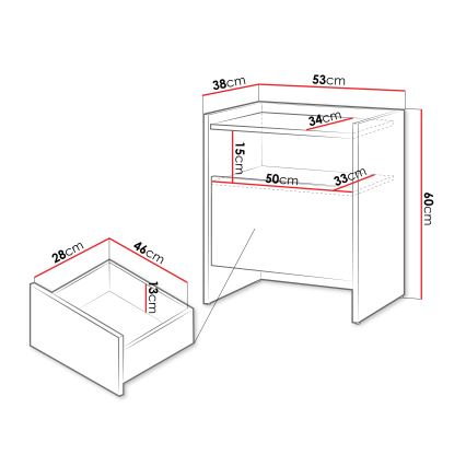 JAPANDI nachtkastje 60x53 cm Cremona eik