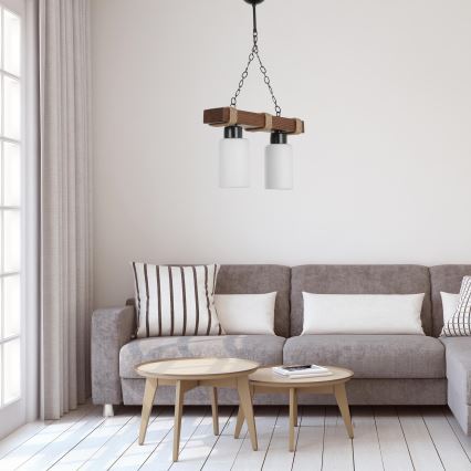 JASMIN Hanglamp 2xE27/40W/230V bruin/wit