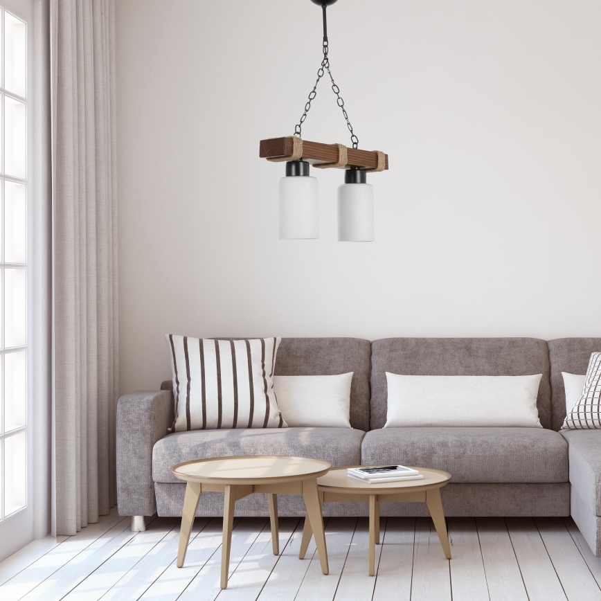 JASMIN Hanglamp 2xE27/40W/230V bruin/wit