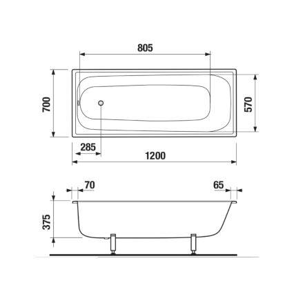 JIKA H2340200000001 - Badkuip RIGA 120x70 staal/wit