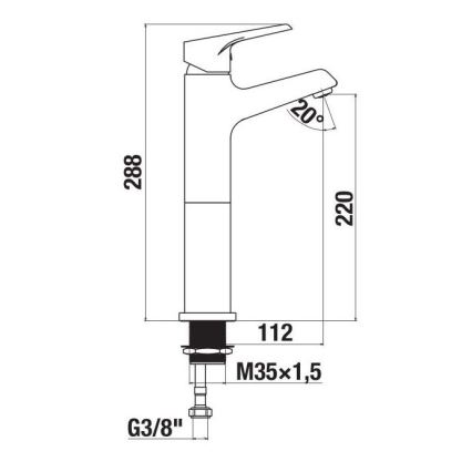 JIKA H3111W80041201 - Wastafelmengkraan CUBE 28,8 cm glanzend chroom