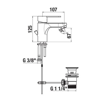JIKA H3111Z10041111 - Wastafelmengkraan + overloopafvoer LYRA 12,5 cm glanzend chroom