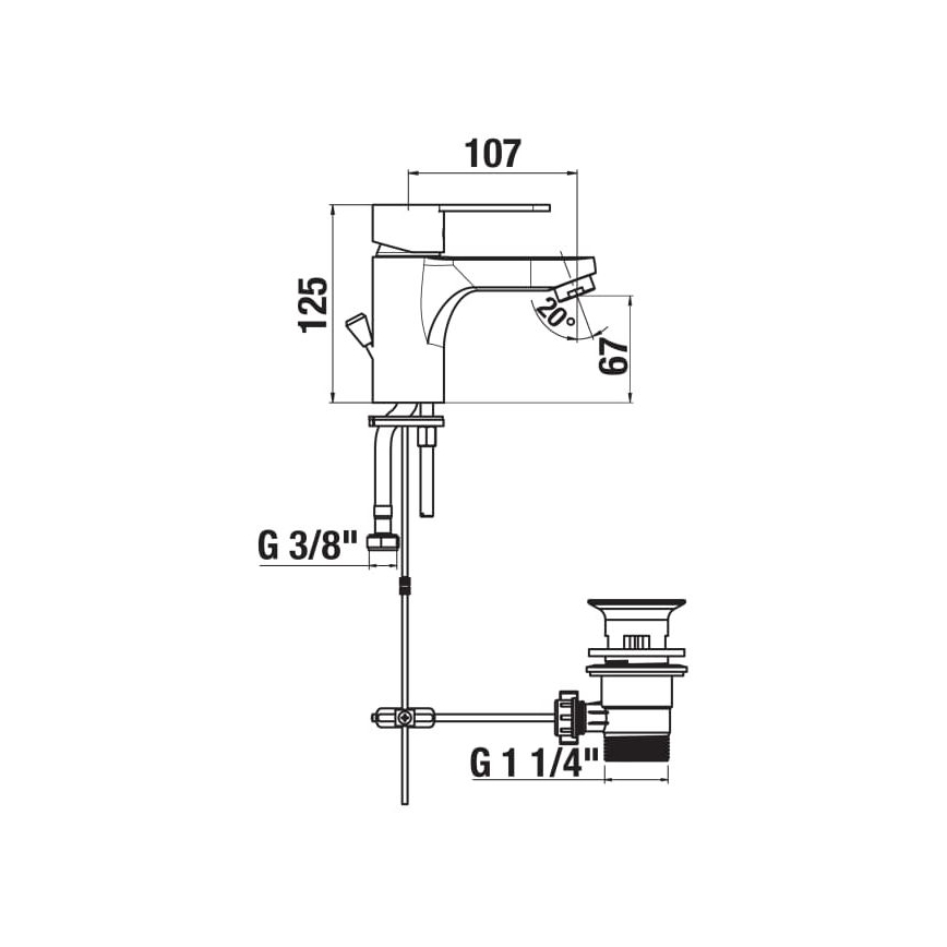 JIKA H3111Z10041111 - Wastafelmengkraan + overloopafvoer LYRA 12,5 cm glanzend chroom