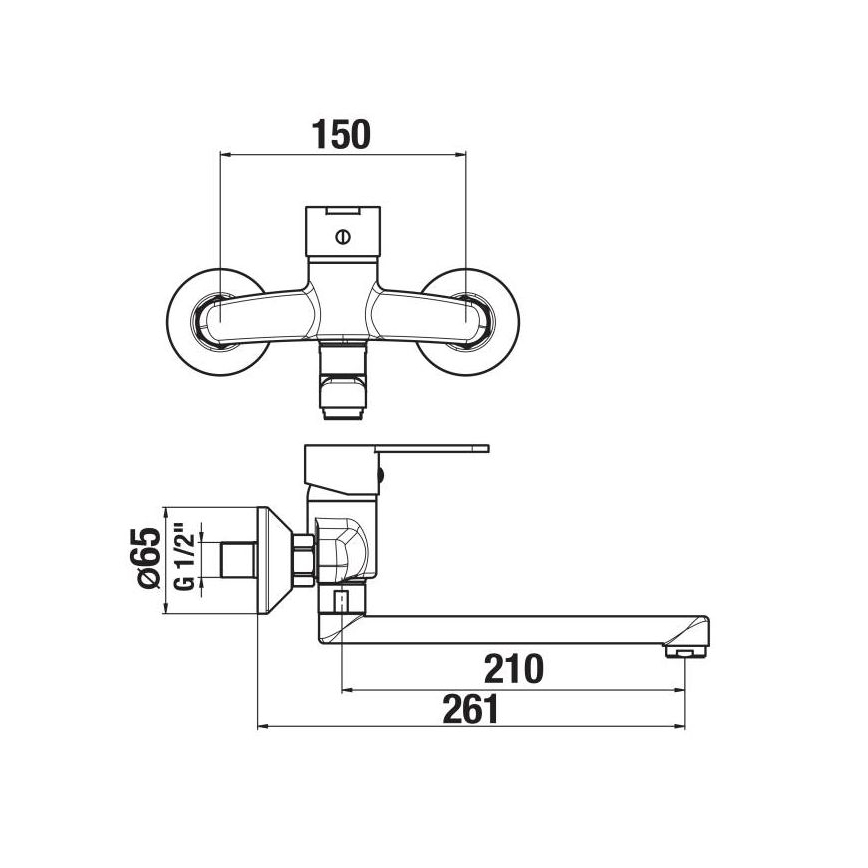 JIKA H3111Z70042301 - Wastafelmengkraan LYRA 15x26,1 cm glanzend chroom