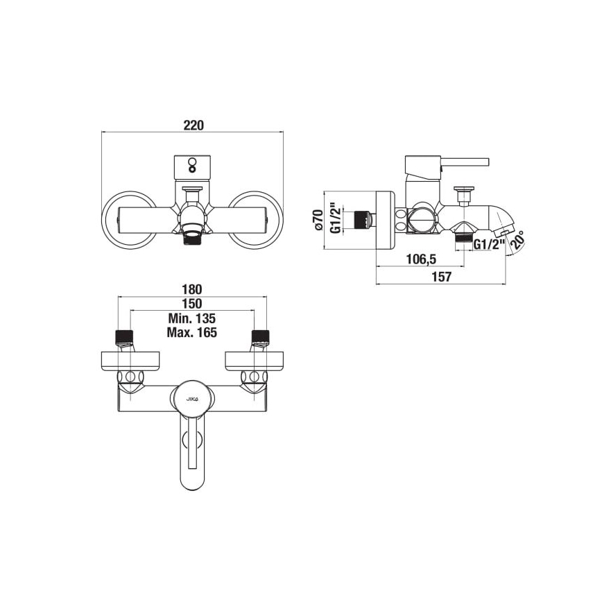 JIKA H3212F70044001 - Badkraan MIO glanzend chroom