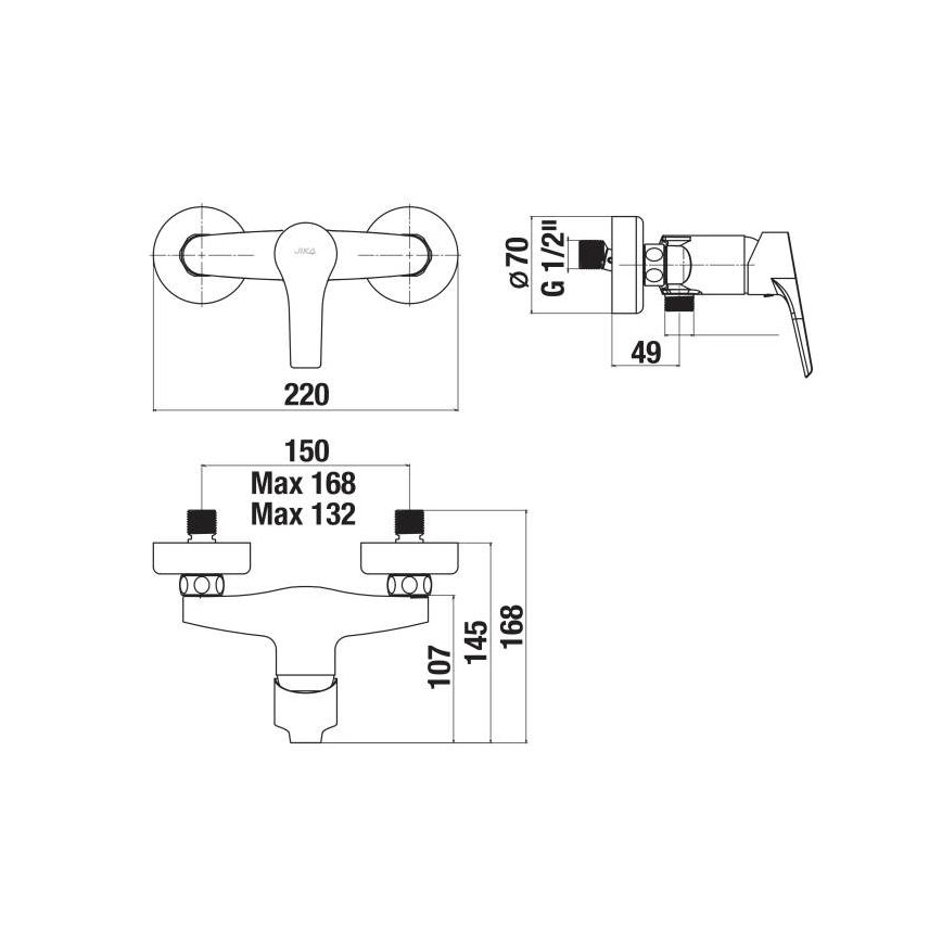 JIKA H3311W70044001 - Douchekraan CUBE glanzend chroom