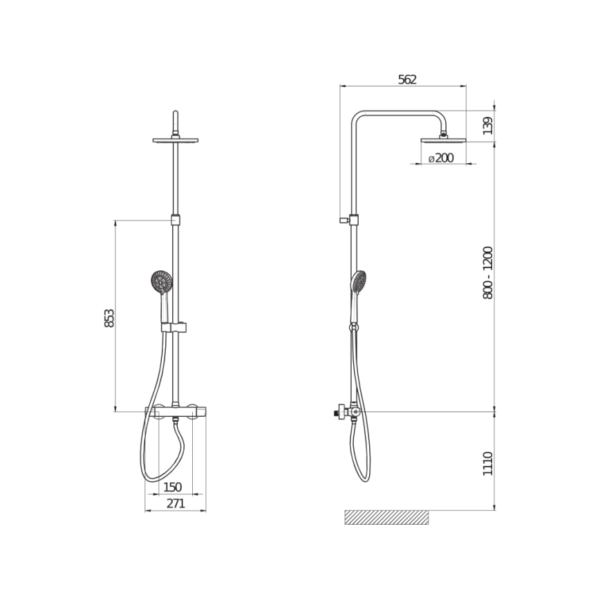 JIKA H3337170045711 - Douche set met thermostatische kraan MIO glanzend chroom