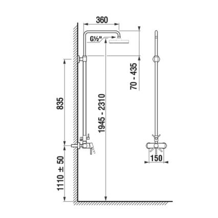 JIKA H3352770040001 - Doucheset met mengkraan LYRA glanzend chroom