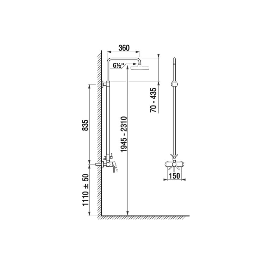 JIKA H3352770040001 - Doucheset met mengkraan LYRA glanzend chroom