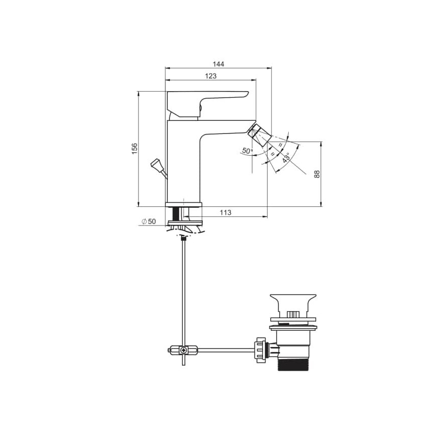 JIKA H3412H10041101 - Bidetkraan PONTA 15,6 cm glanzend chroom