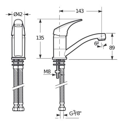 JIKA H3511N10042201 - Kraan voor gootsteen TALAS 13,5 cm glanzend chroom