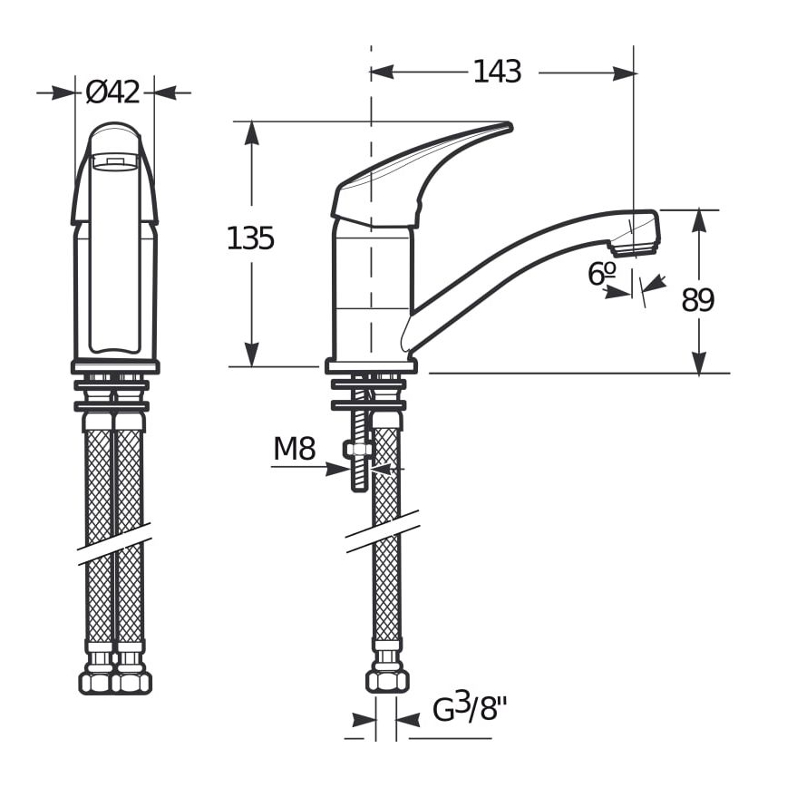 JIKA H3511N10042201 - Kraan voor gootsteen TALAS 13,5 cm glanzend chroom