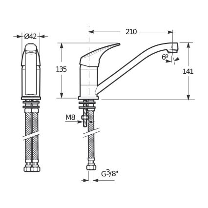 JIKA H3511N10042301 - Kraan voor gootsteen TALAS 13,5 cm glanzend chroom