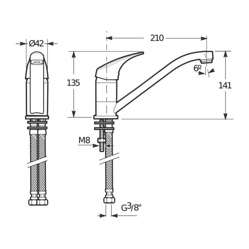 JIKA H3511N10042301 - Kraan voor gootsteen TALAS 13,5 cm glanzend chroom