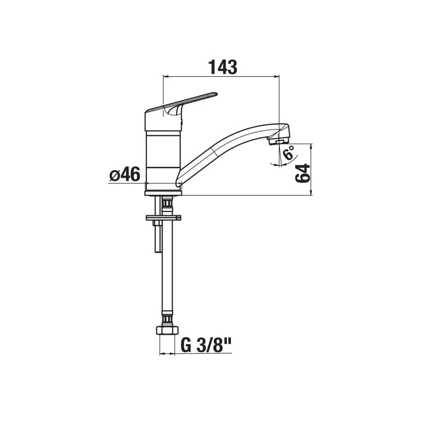 JIKA H3512E10042201 - Kraan voor gootsteen LYRA 14,3 cm glanzend chroom