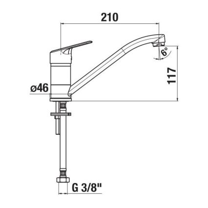 JIKA H3512E10042301 - Kraan voor gootsteen LYRA 21 cm glanzend chroom
