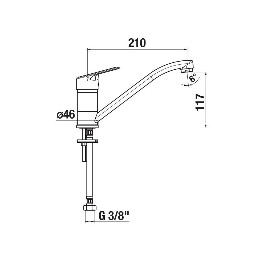 JIKA H3512E10042301 - Kraan voor gootsteen LYRA 21 cm glanzend chroom