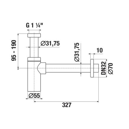 JIKA H3741R00040001 - Ronde wastafelsifon RIO glanzend chroom