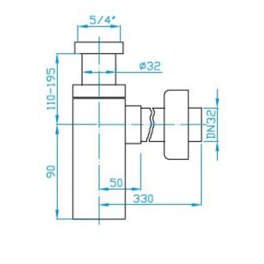 JIKA H3747300040001 - Hoekige gootsteenafvoer CUBITO glanzend chroom
