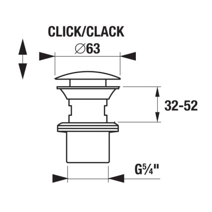 JIKA H3917100040001 - Wastafelafvoer CLICK-CLACK Ø 6,3 cm glanzend chroom