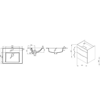 JIKA H4536111763001 - Badkamerkast met een kom CUBE 60,7x55 cm wit