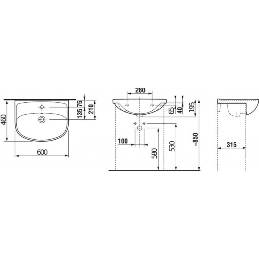 JIKA H8133830001041 - Inbouw wastafel LYRA 60x46 cm keramiek/wit