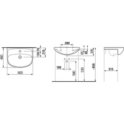 JIKA H8133830001041 - Inbouw wastafel LYRA 60x46 cm keramiek/wit