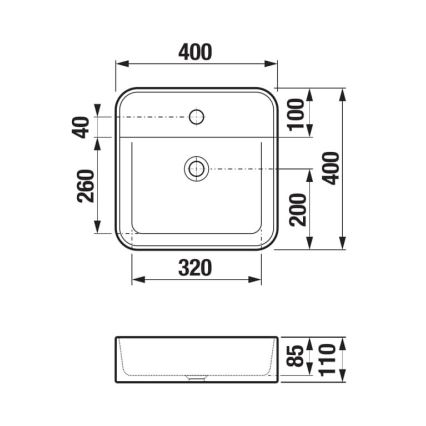 JIKA H8183610001111 - Aanrecht wastafel ASTRA 40x40 cm keramiek/wit
