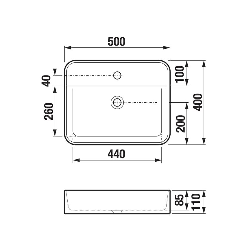JIKA H8183620001111 - Opbouwwastafel ASTRA 50x40 cm keramiek/wit