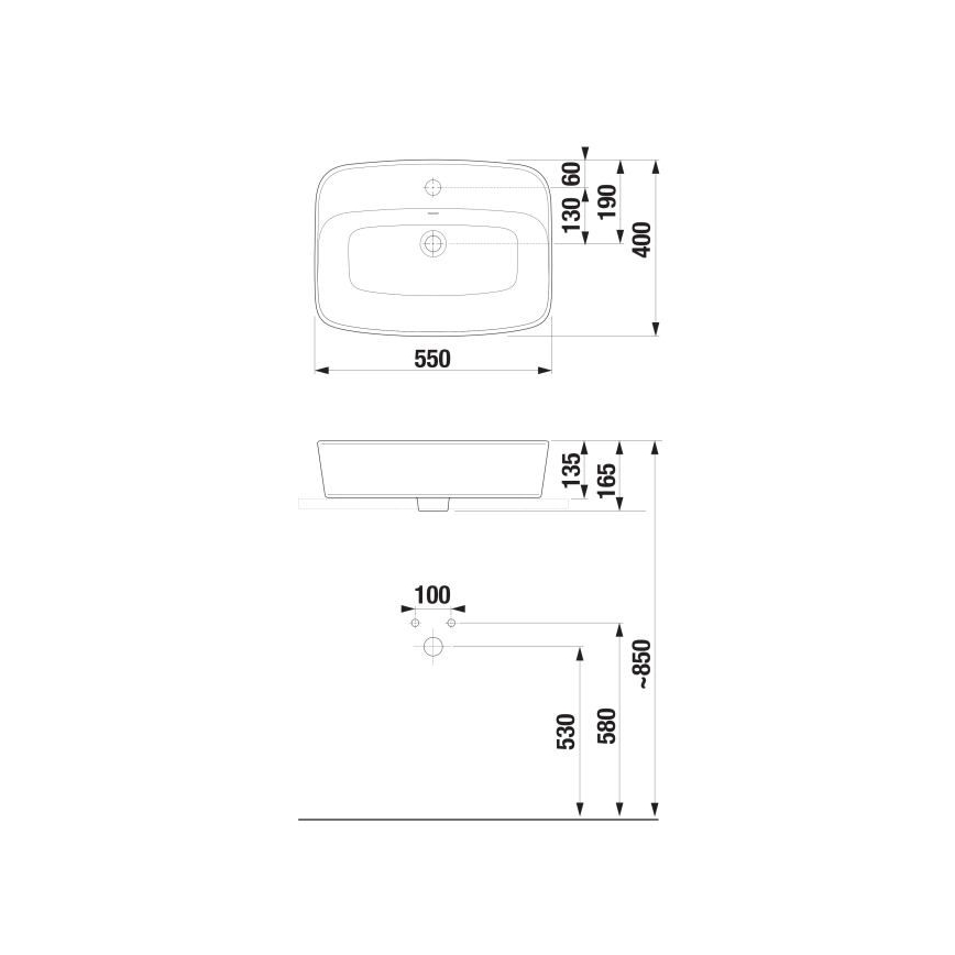 JIKA H8183820001041 - Aanrecht wastafel LYRA 55x40 cm keramiek/wit