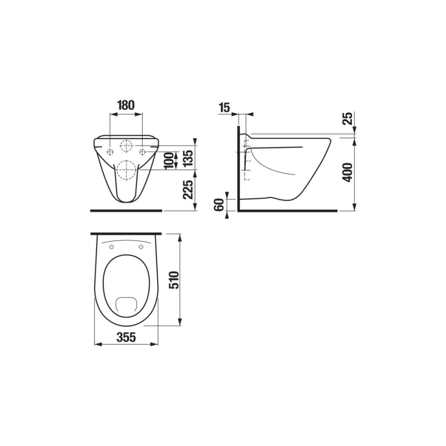 JIKA H8202280000001 - Hangend toilet PROFI keramiek/wit