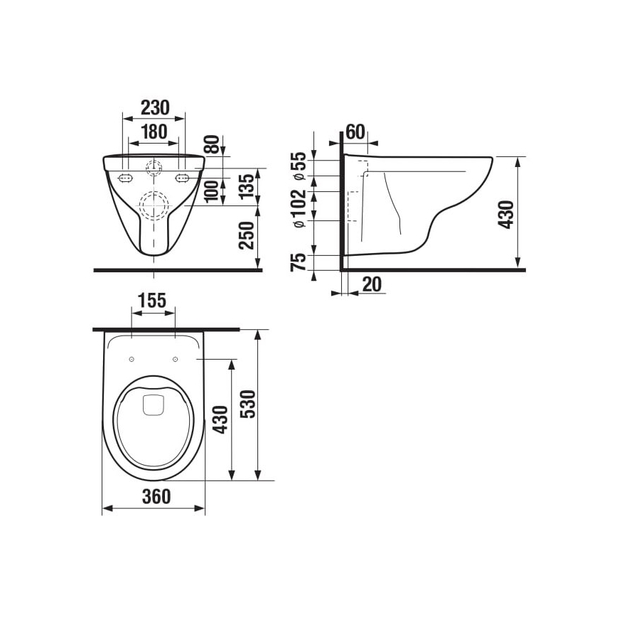 JIKA H8213840000001 - Hangend toilet LYRA keramiek/wit