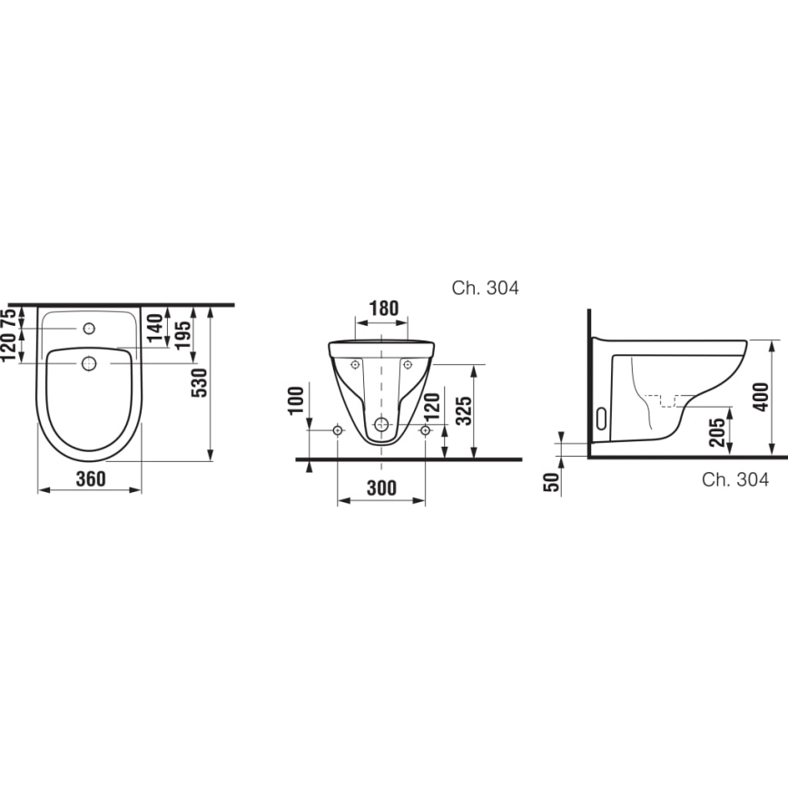 JIKA H8303810003021 - Wandhangend bidet LYRA keramiek/wit