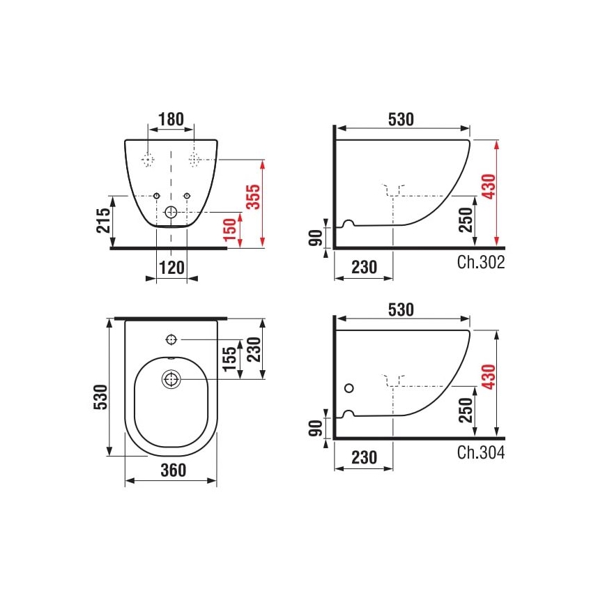 JIKA H8317121003021 - Wandhangend bidet MIO keramiek/parelmoer wit
